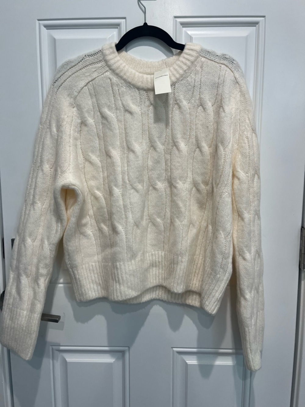Abercrombie & Fitch Cream Cable-Knit Crewneck Sweater